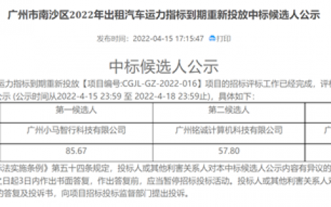 小马智行宣布中标广州市南沙区2022年出租车运力指标！