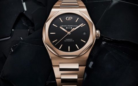 芝柏表Laureato桂冠系列42毫米玫瑰金缟玛瑙腕表 造型与色彩的华丽交响乐