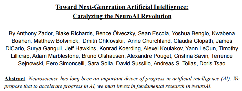 Bengio、LeCun 等人联名发布 NeuroAI 白皮书：智能的本质是感觉运动能力，AI 迎来具身图灵测试大挑战
