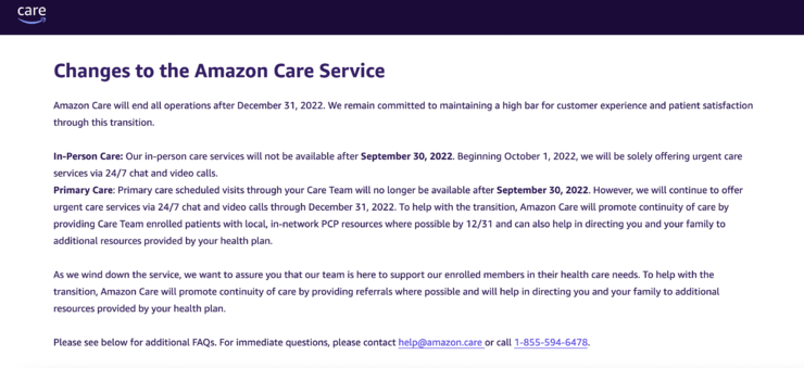 折腾三年的 Amazon Care 年底关闭，亚马逊做医疗为何屡遭「滑铁卢」？