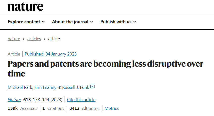 Nature：近年来论文数量激增，但科技界没有创新