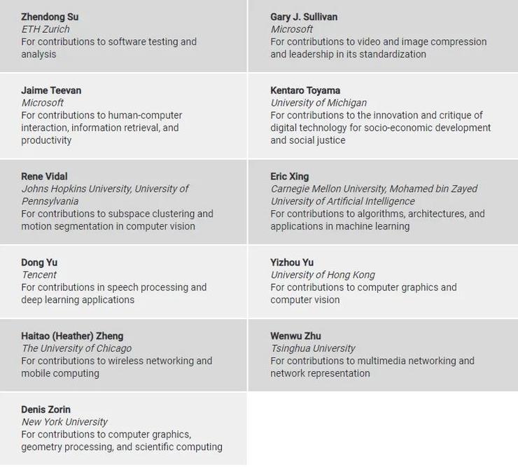 2022 ACM Fellow 名单公布！恭喜梅宏、俞栋、李航、邢波等13位华人入选