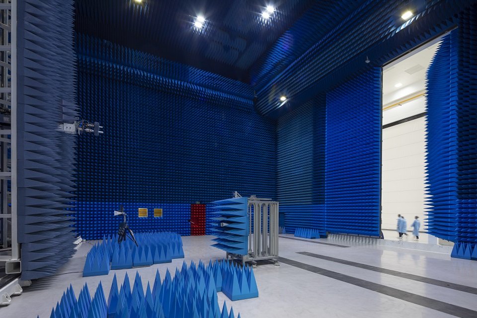 Photo of the electromagnetic chamber used for testing SKYNET 6A, part of the UK's next-generation military satellite communication system.